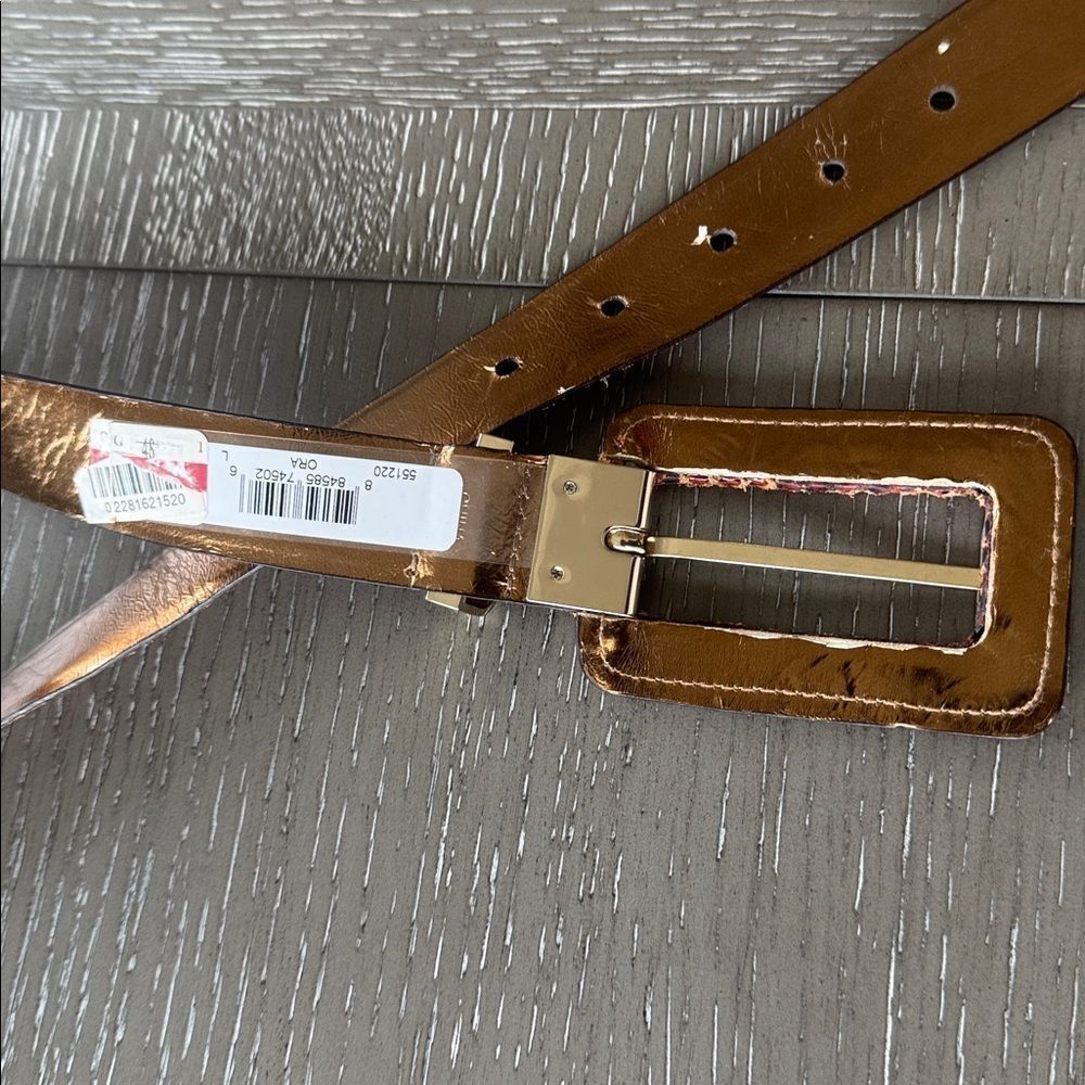 Michael Kors Brown Orange Leather Belt with Gold Tone Buckle Snake Print Size L - Picture 12 of 12